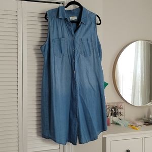 Denim sleeveless shirt dress